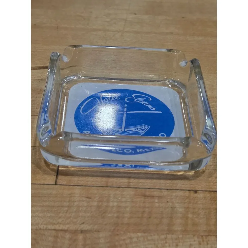 Vintage Hotel Elcano Acapulco Mexico Advertising Clear Glass Ashtray 3.75 Inch